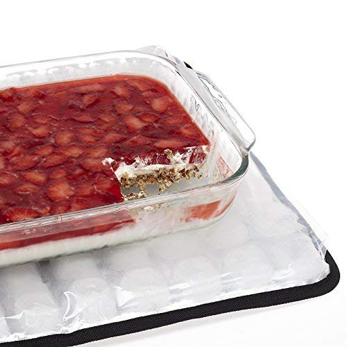FlexiFreeze Party Mat clear top shows foods while cooling beneath.