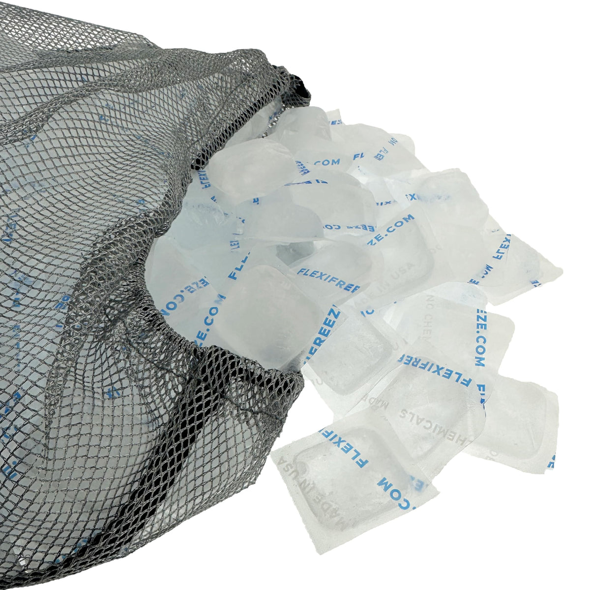 Close-up of reusable ice cubes showing fast freeze and steady cooling.