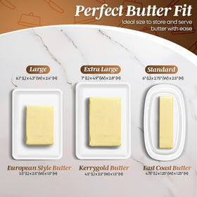 Flexzion butter dish displayed with cheese platter for entertaining
