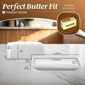 Flexzion large capacity European butter dish fits generous portions