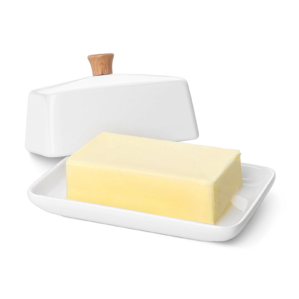 Flexzion butter dish with lid on countertop for stylish serving