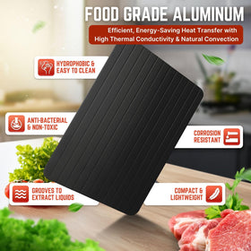 Flexzion defrost tray flip-ready design promotes even thawing during meal prep