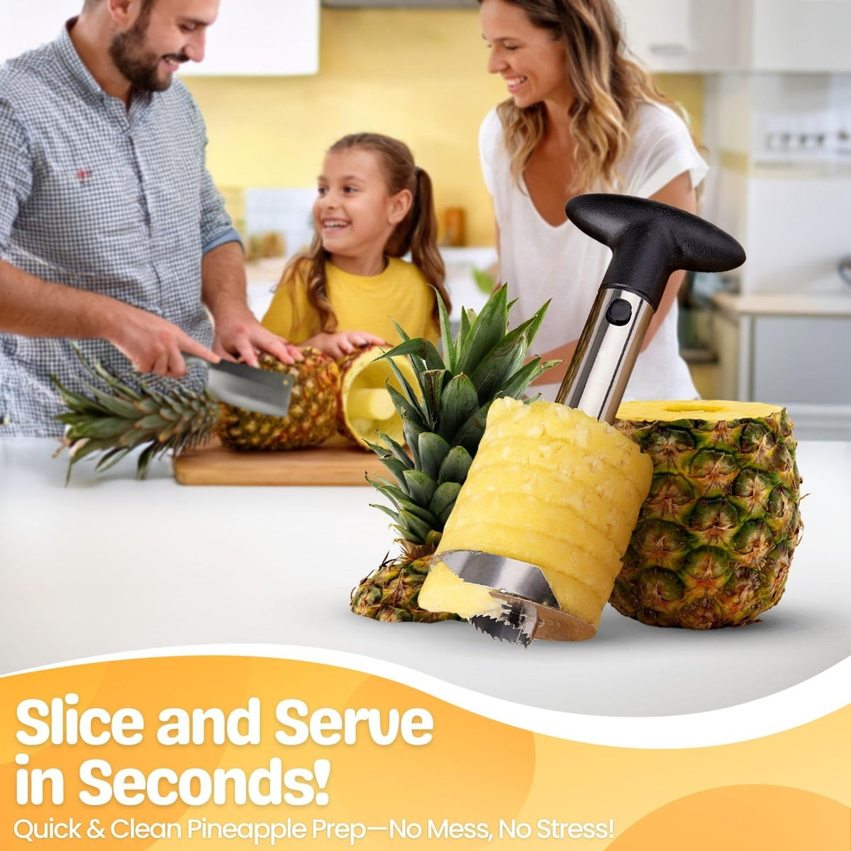 Flexzion pineapple tool helps guests enjoy fresh fruit with minimal effort.