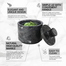 Flexzion marble pepper jar with lid keeps spices fresh on counter.