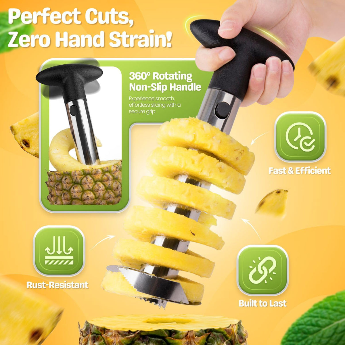 Flexzion pineapple decorator wedge shows even rings for attractive fruit plates.