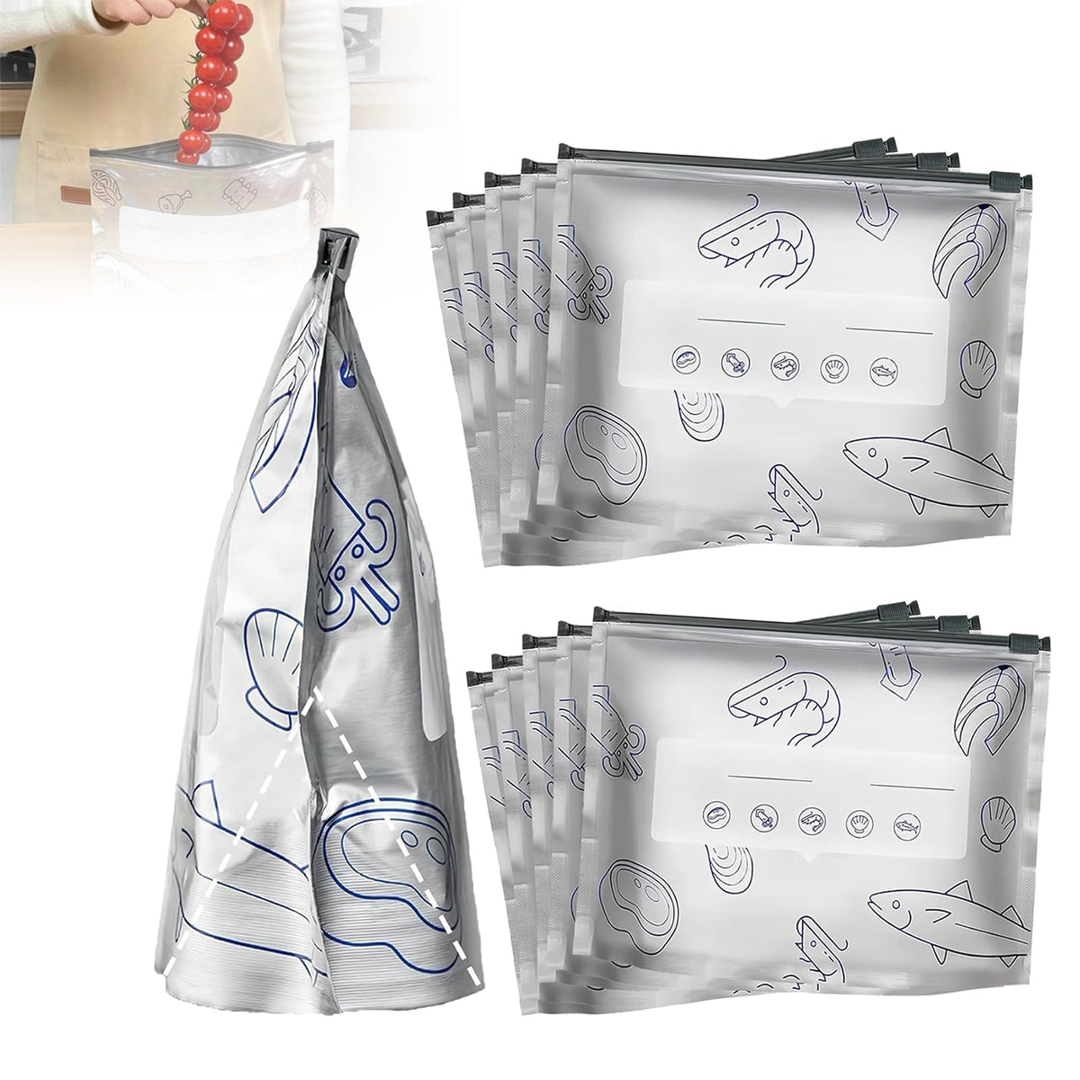 Flkaskf reusable foil bags with stand-up base for easy pantry organization