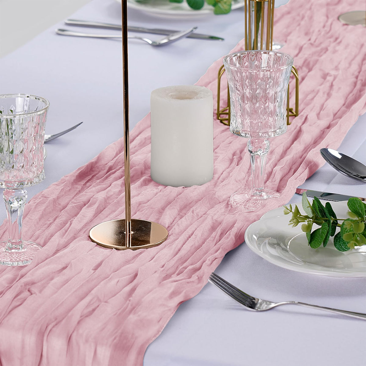 flohar cheesecloth runner with rolled edges adding subtle texture to tables