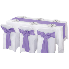 Flohar easy-care lavender satin runner is machine or hand washable.