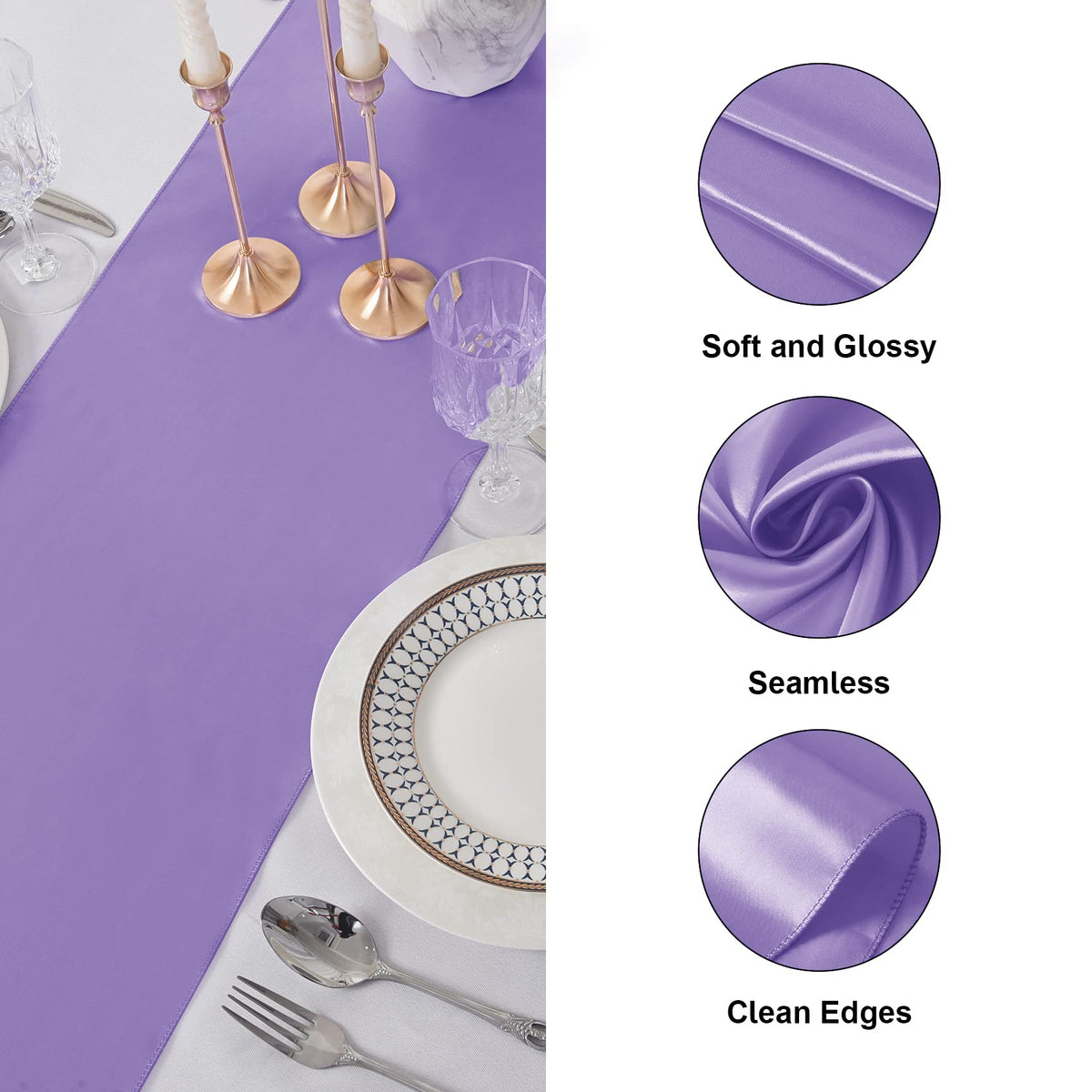 Flohar lavender runner fits rectangular or round tables for stylish centerpieces.