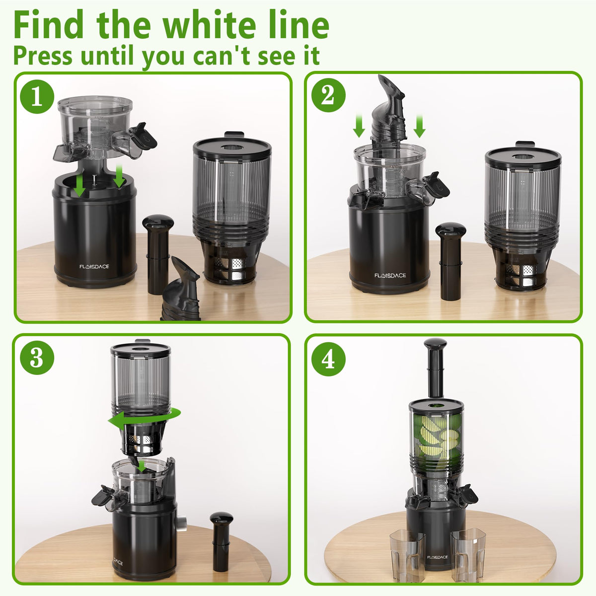 Floisdace Easy Cleanup after juicing with rinse-and-wipe design.