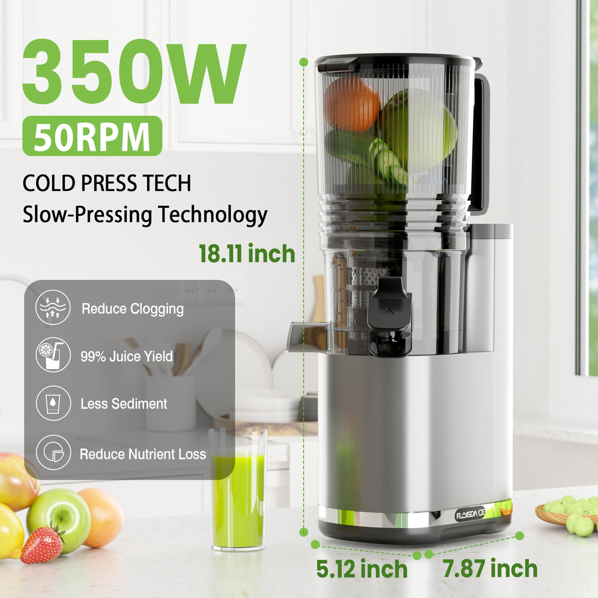 Floisdace one-button operation with safety features keeps juicing simple