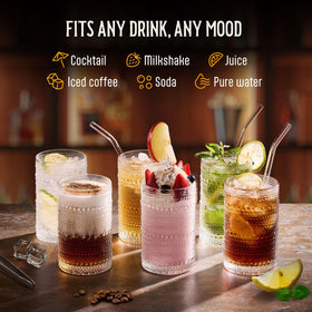Florvani hobnail glasses ideal for cocktails, water, or dessert service.