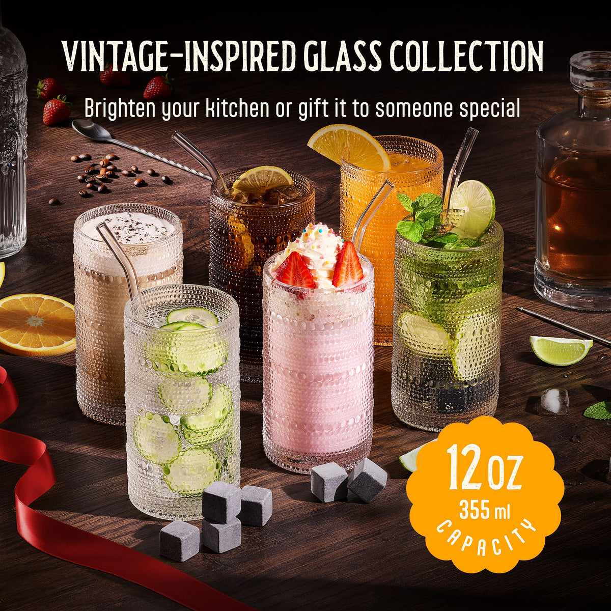Florvani glass straws pair with the set for eco-friendly sipping.
