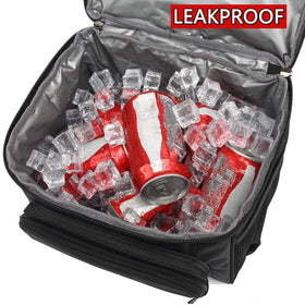 FlowFly bottom compartment fits lunch containers and sandwiches