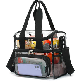 FlowFly clear bag with double-decker design at stadium entry for quick checks