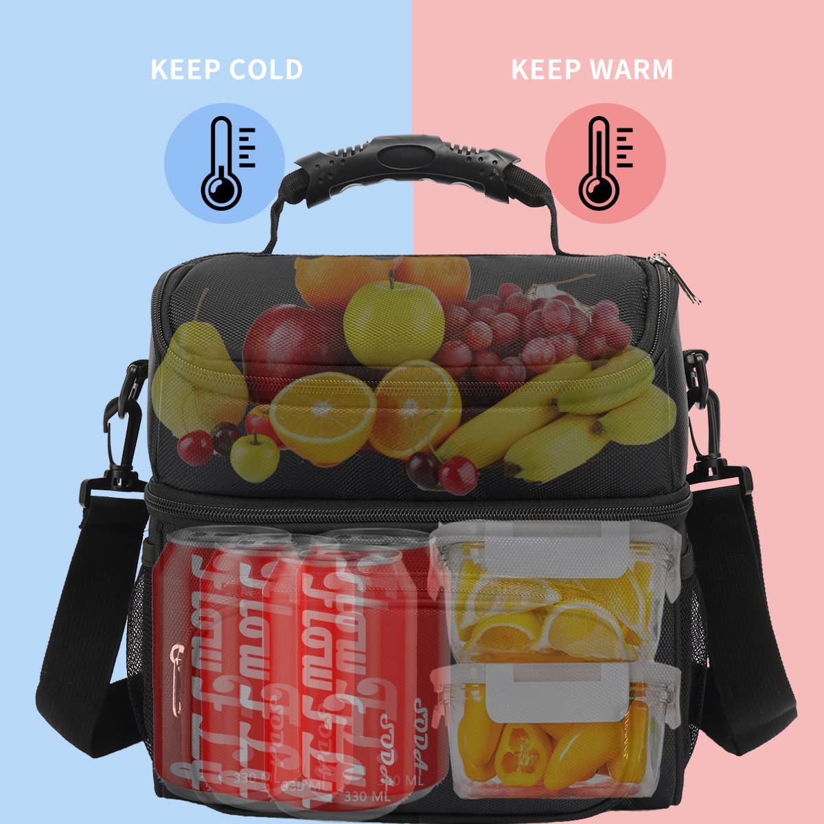 FlowFly double-layer design keeps cold and warm foods separated
