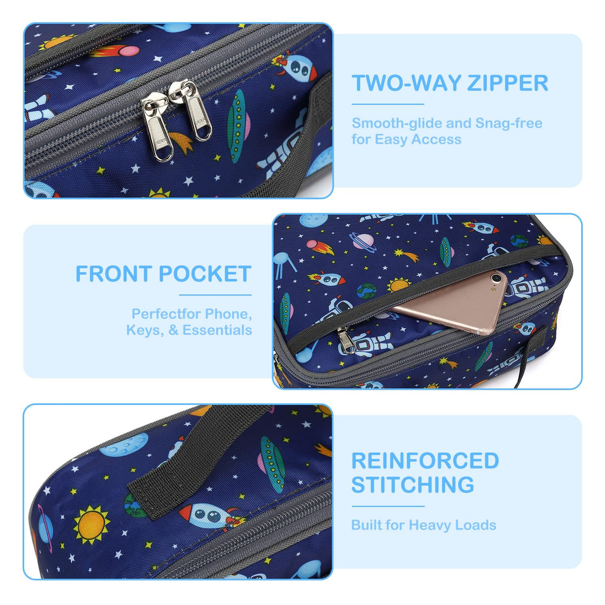FlowFly ice pack compatible feature keeps meals fresh during day activities.