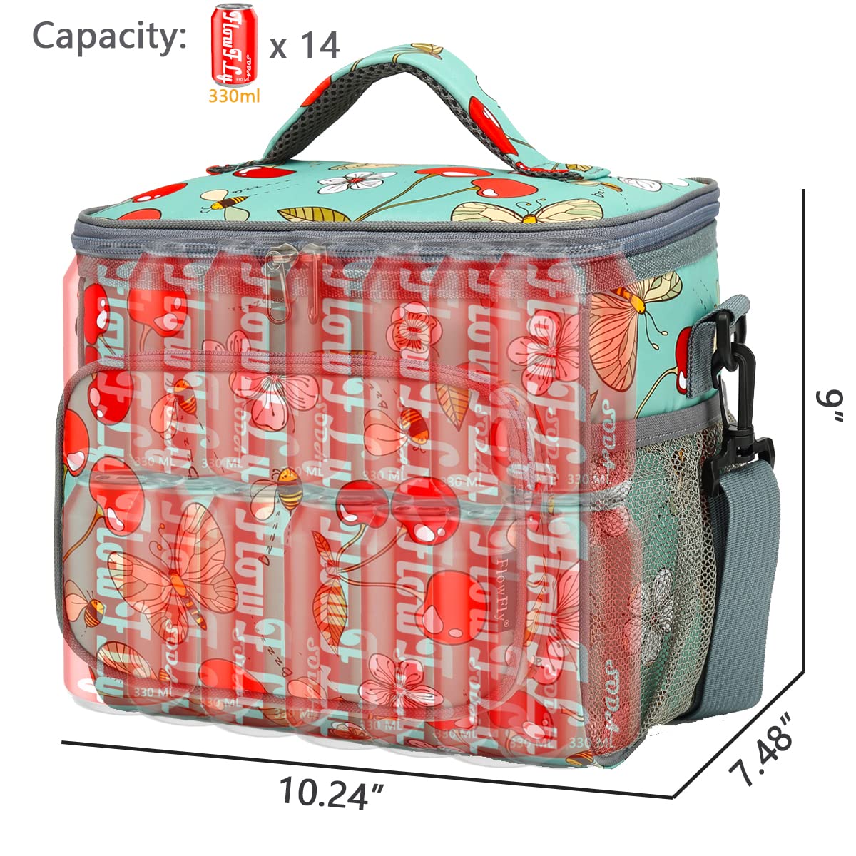 FlowFly insulated lunch bag dimensions help with organized storage planning.
