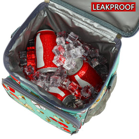 FlowFly cherry lunch bag with dual mesh side pockets for drinks and snacks.