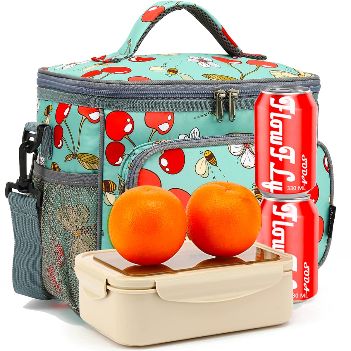 FlowFly cherry lunch bag versatile for work, school, and weekend picnics.