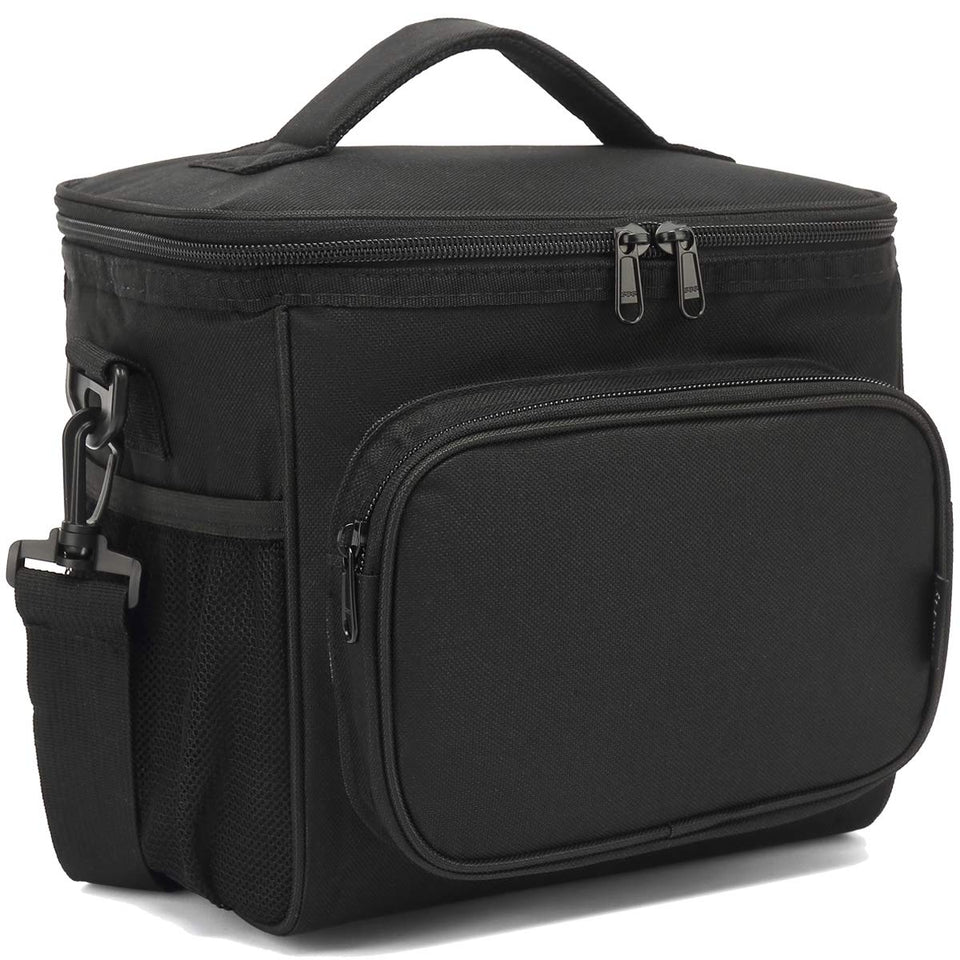 FlowFly insulated lunch bag front pocket keeps utensils and snacks organized