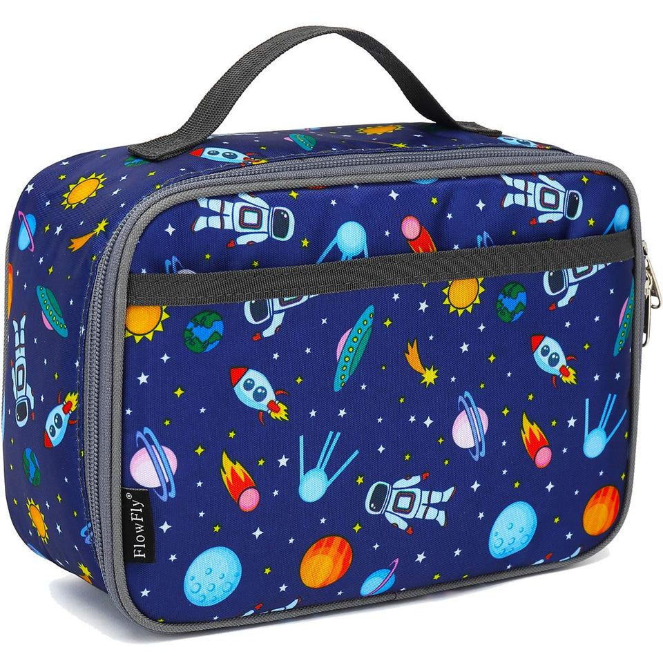 FlowFly Kids Lunch Bag front view showing compact insulation for school meals.