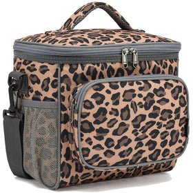 FlowFly leopard lunch bag front pocket keeps small items organized for work