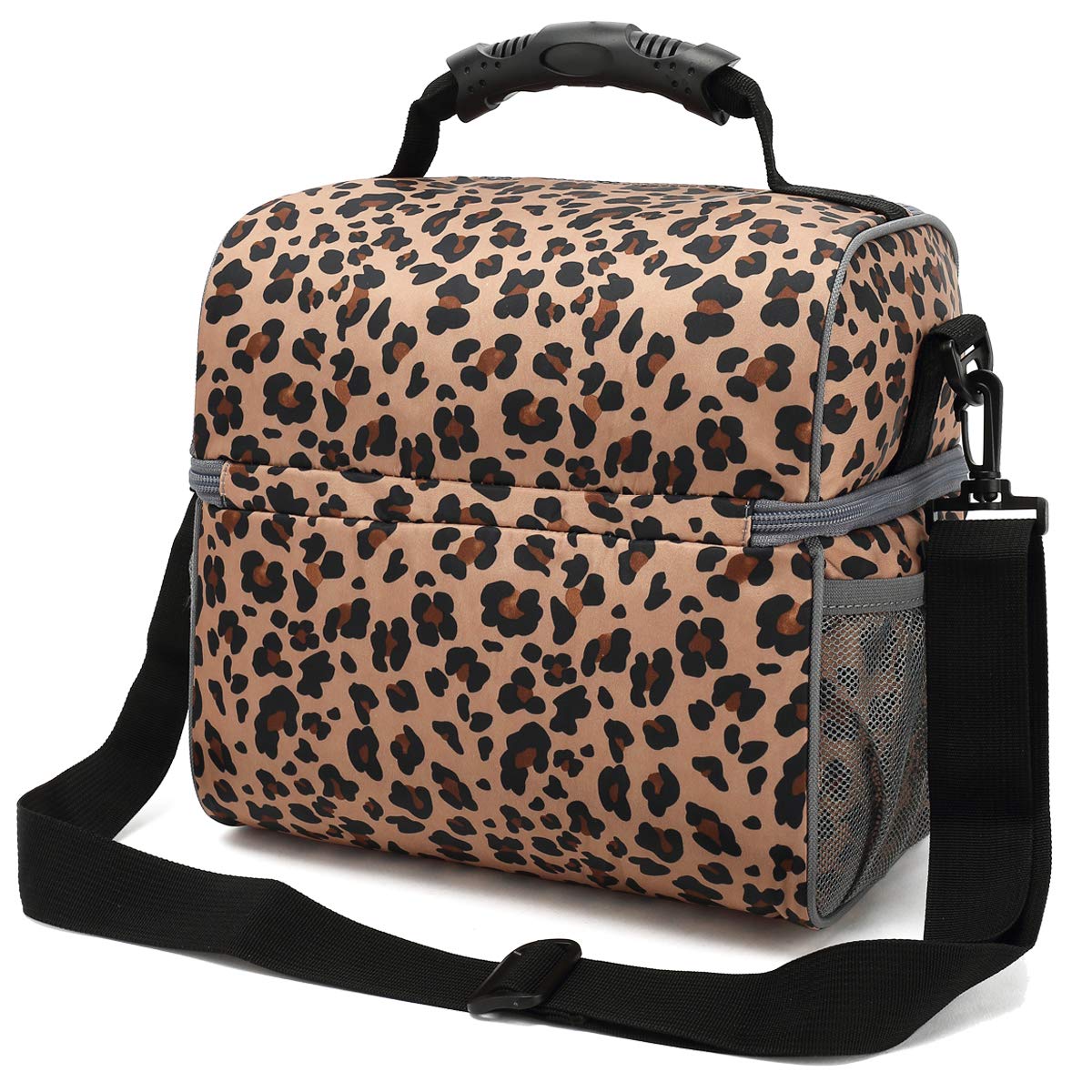 FlowFly leopard lunch bag in use for work, travel, and picnics