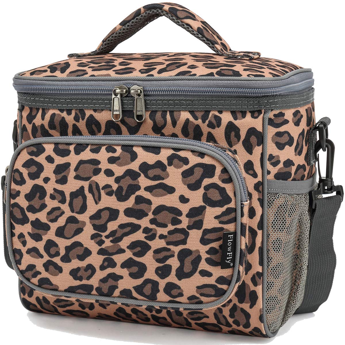 FlowFly leopard lunch bag large dimensions fit meals, containers, and drinks