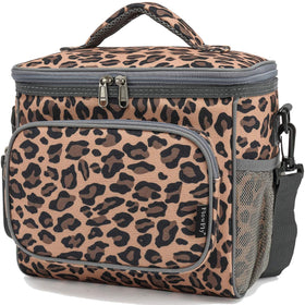 FlowFly leopard lunch bag large dimensions fit meals, containers, and drinks