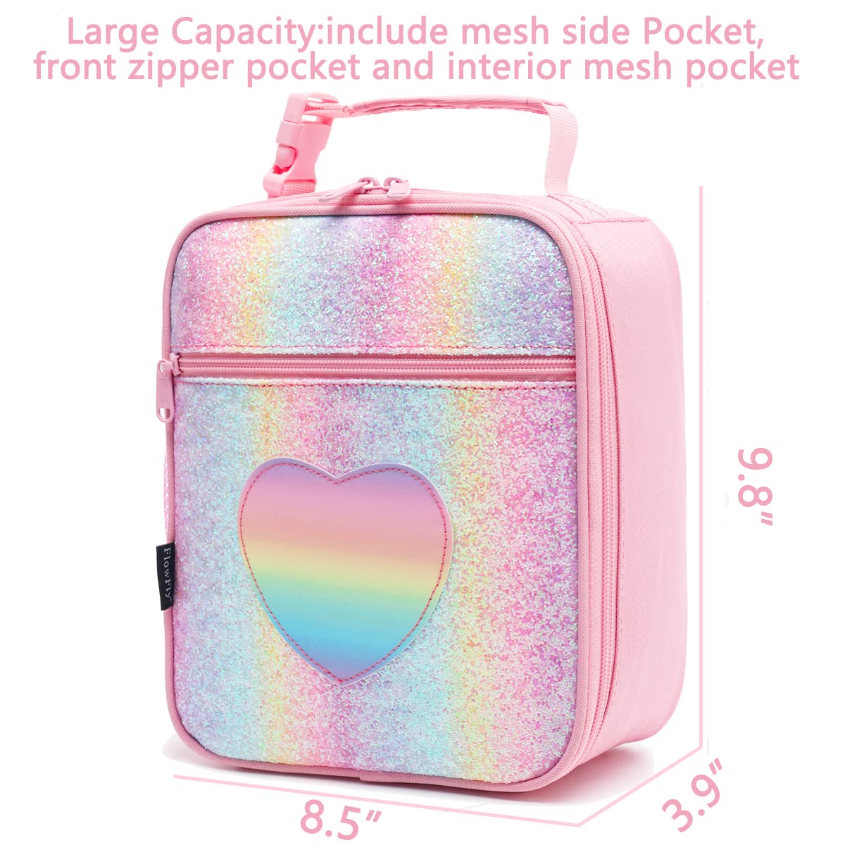 FlowFly lunch bag inner mesh pouch holds utensils and napkins