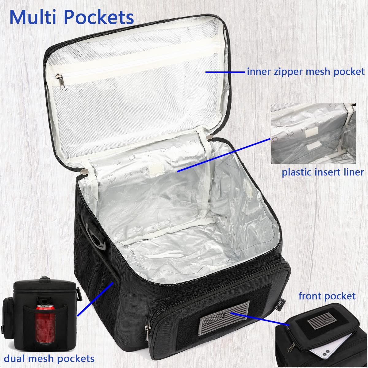 FlowFly lunch bag with comfortable handle and removable shoulder strap for easy carrying