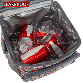 FlowFly floral lunch bag with adjustable strap for comfortable all-day carry.