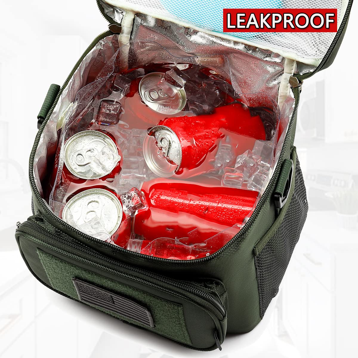 FlowFly lunch bag side pockets keep drinks and tools within reach