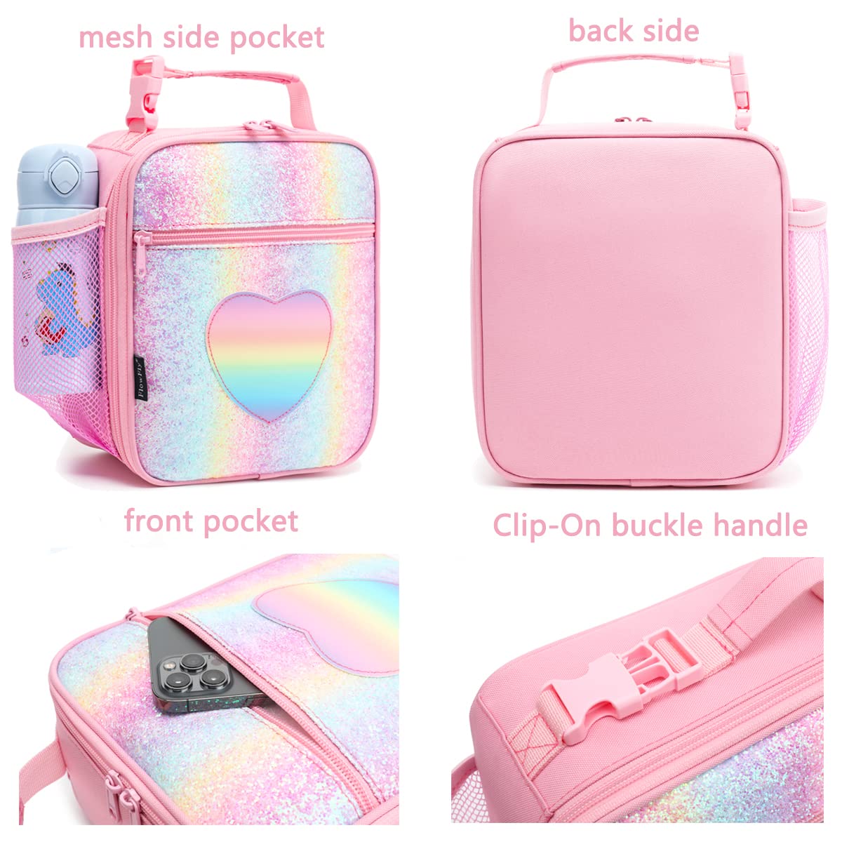 FlowFly lunch bag water bottle slot keeps drinks upright
