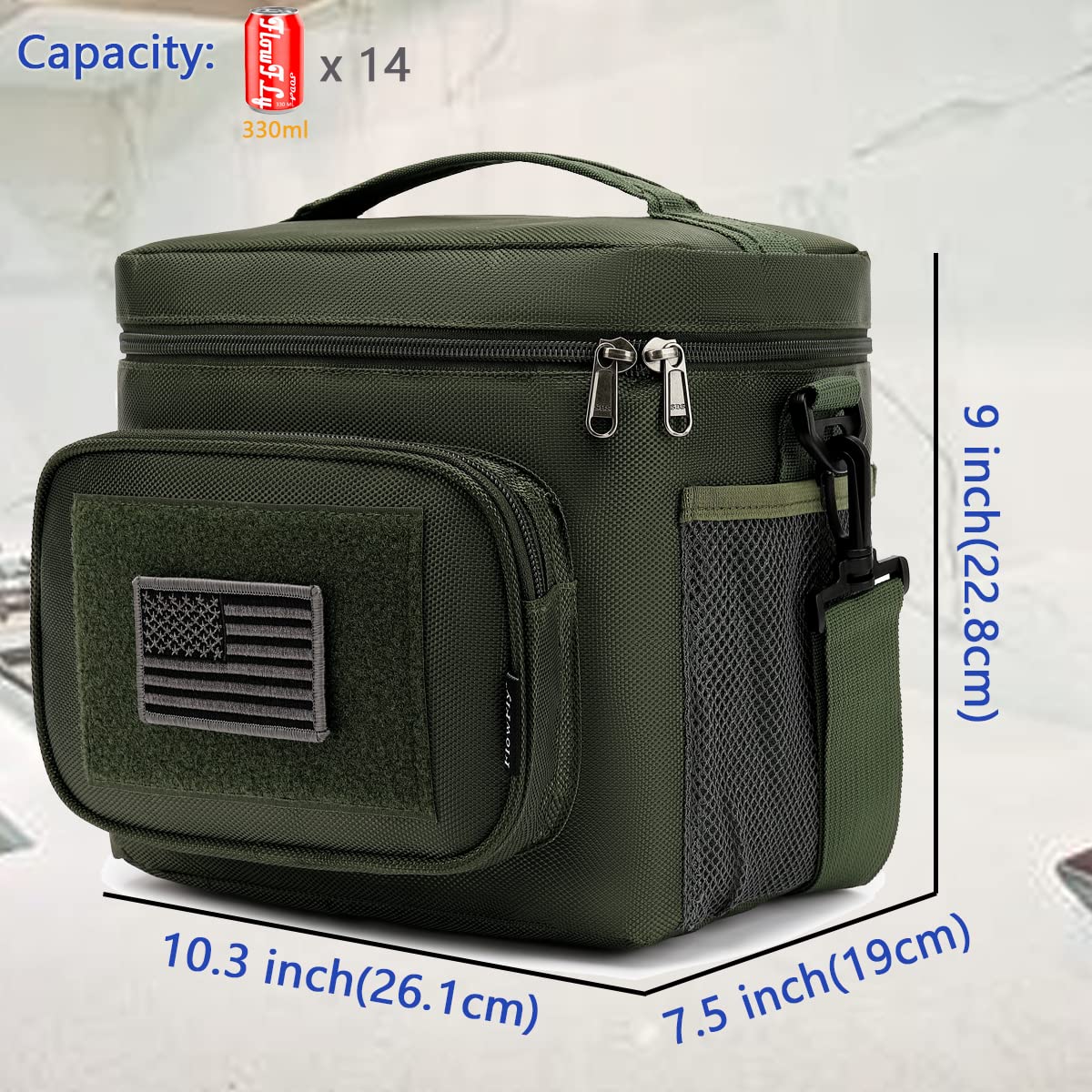 FlowFly tactical lunch bag molle webbing rear enables modular carry
