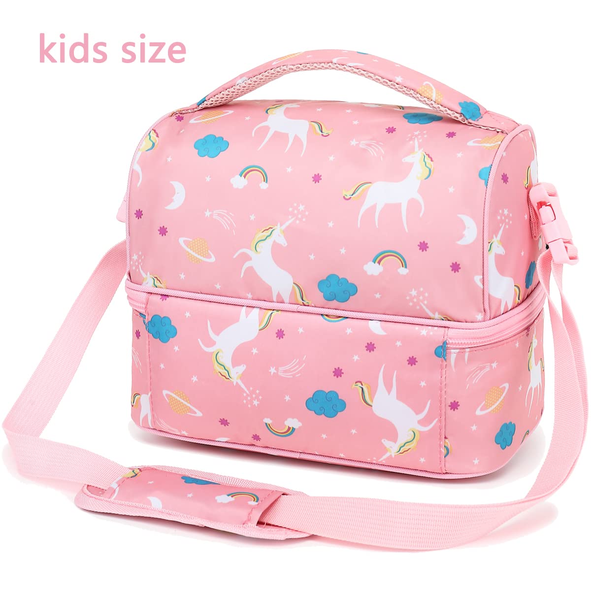 FlowFly Unicorn Double Decker compact design fits lunch boxes and snacks.