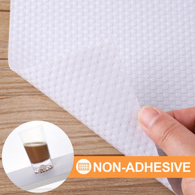 FLPMIX cleanable shelf liner wipes clean with a damp cloth.