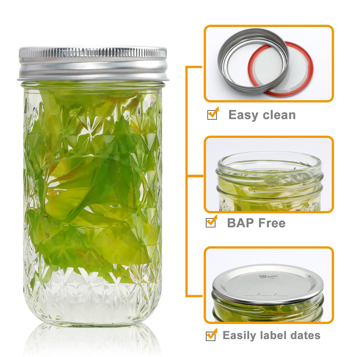 Flrolove clear glass canning jar ideal for DIY projects and storage.