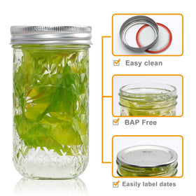 Flrolove clear glass canning jar ideal for DIY projects and storage.