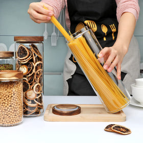 Flrolove countertop pantry organizer with wooden lids
