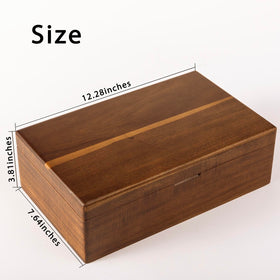 FLYIEE acacia wood tea chest showing natural wood grain and premium finish