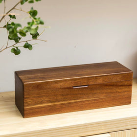FLYIEE Acacia Tea Station on countertop blends practicality with style.