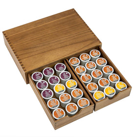 FLYIEE K-Cup drawer organizer with two drawers helps separate pods and accessories.