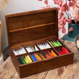 FLYIEE tea storage box decorative piece on a kitchen counter