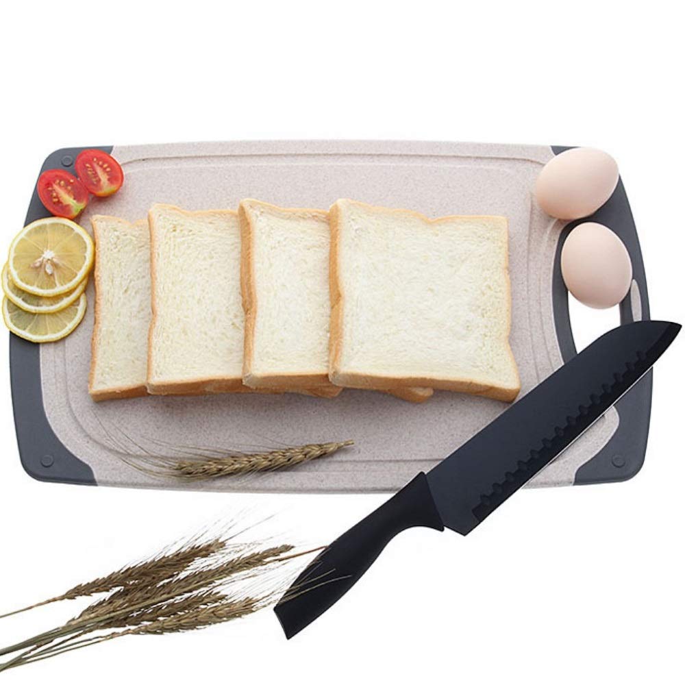 FLYINGSEA juice-groove cutting board; catches drips, keeps work area cleaner.