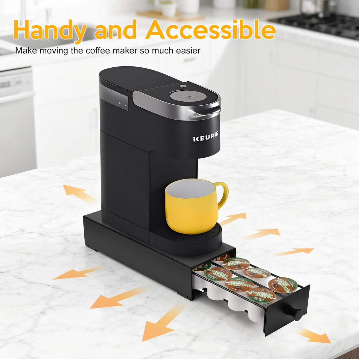 Flyisland K-Cup drawer features a modern design for contemporary kitchens.