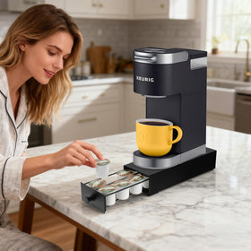 Flyisland K-Cup drawer provides a compact, space-saving solution for clutter-free counters.