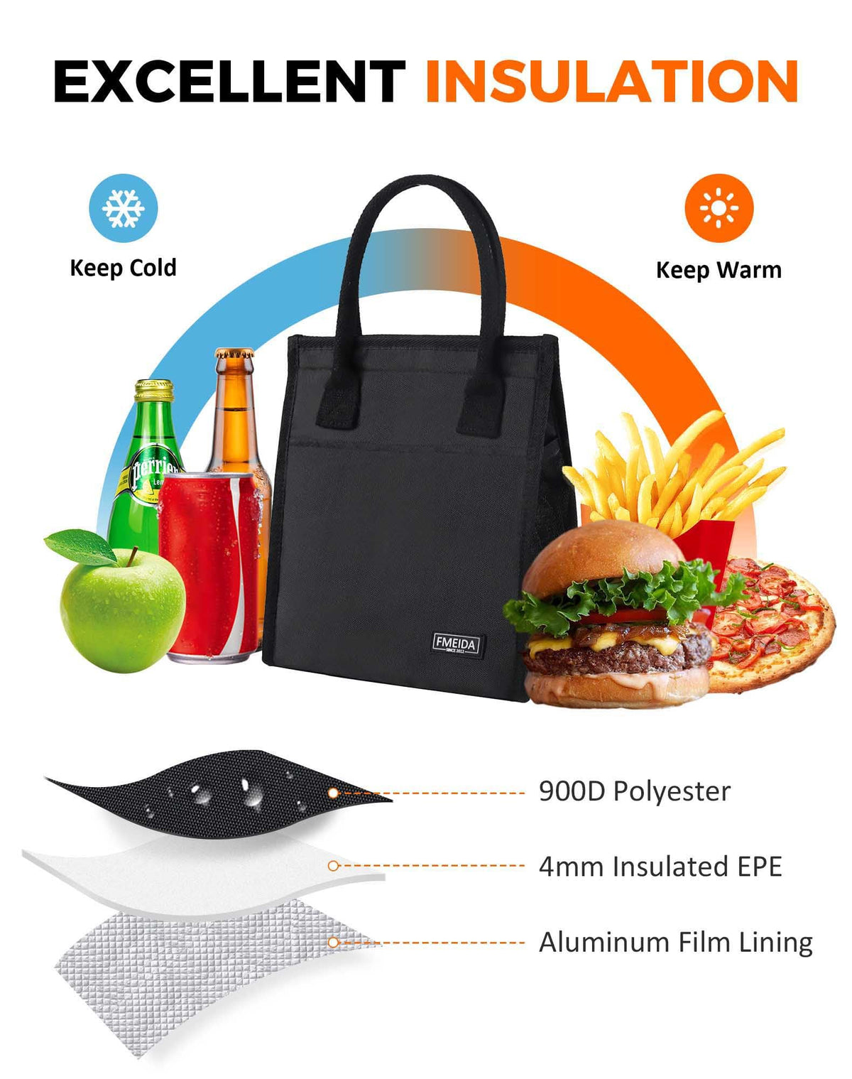 Fmeida 6-hour insulation keeps meals fresh during commutes.