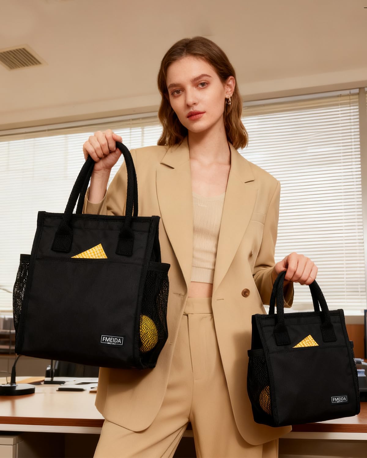 Fmeida lunch bag waterproof outer layer protects contents.